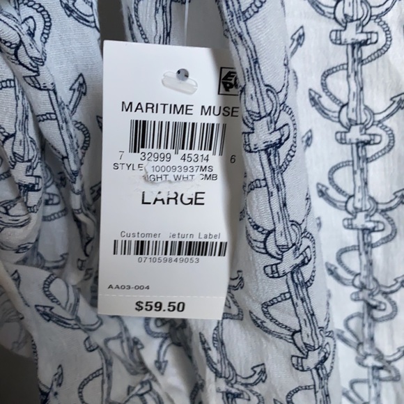 NWT! Charter Club Ladies Anchor Design Button Up - Picture 7 of 7